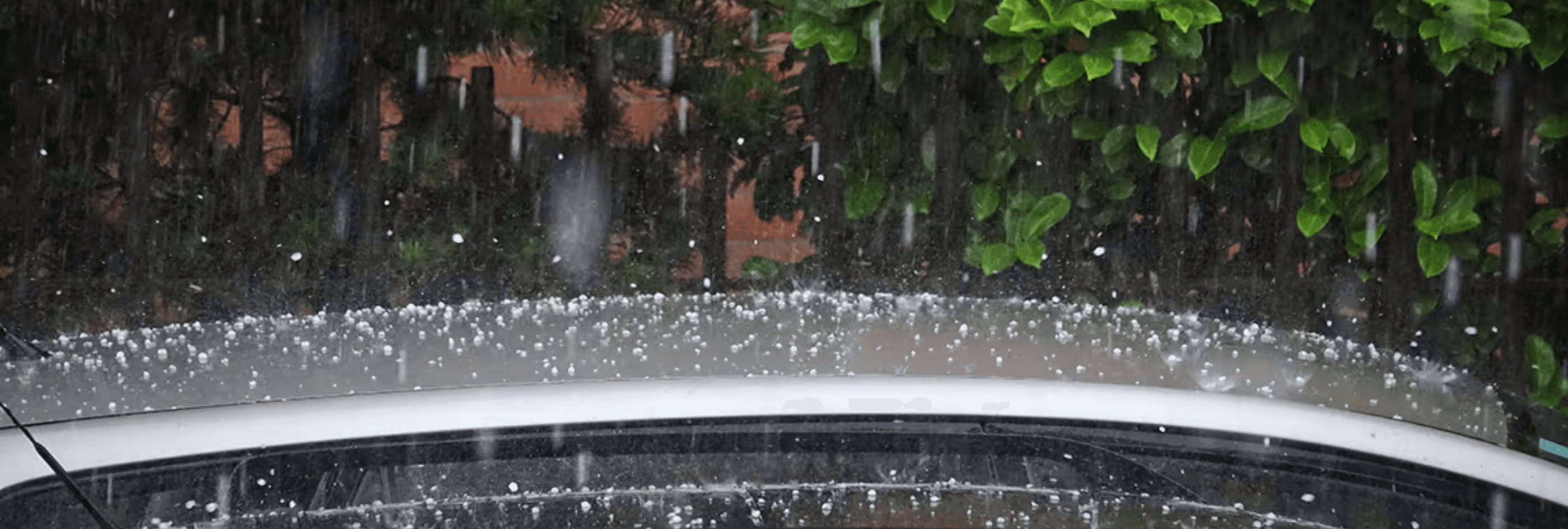 Hail falling on the roof of a car.