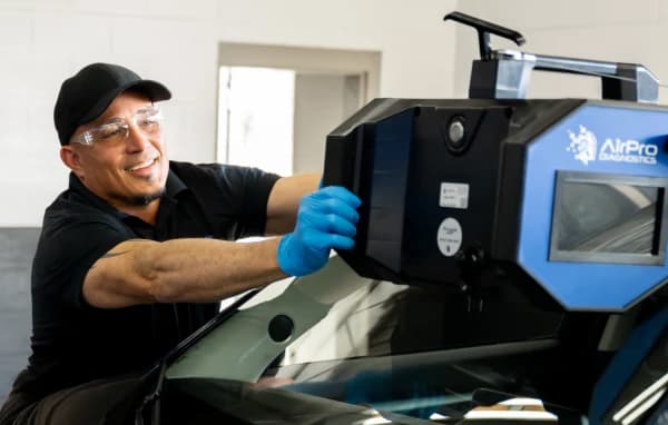 Technician adjusting calibration