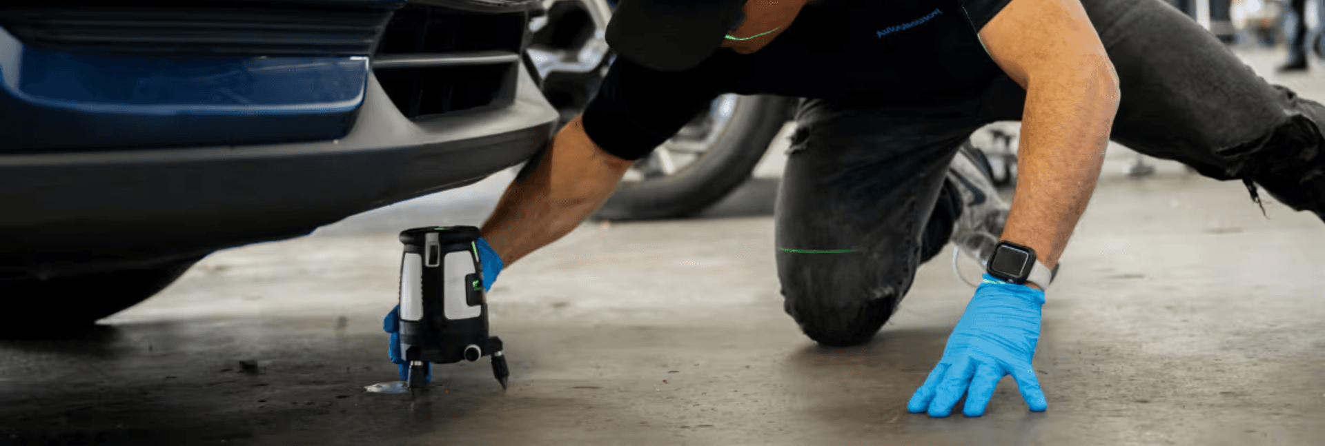 A step in the process of calibrating a windshield.